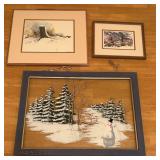 Trio of Winter Scene Paintings