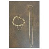 10K Gold Jewelry Necklace + Bracelet