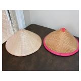 Two Asian Conical Straw Hats