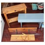 Wood Bench, Wood Table, Two Wood Shelves