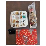 Assorted Jewelry + Buttons + Travel Bag