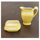 Pair of Crown Ducal Yellow China Pieces