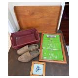 Wooden Frame, Tray, Shoes, Dough Board