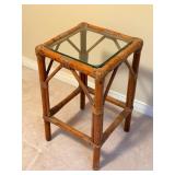 Rattan Glass Top Side/Occasional Table