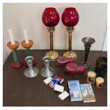 Assorted Candle Holders + Matches