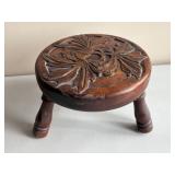Hand Carved Wooden Tripod Milking Stool