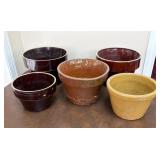 Five Stoneware Planters/Bowls