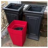Three Plastic Garden Planters