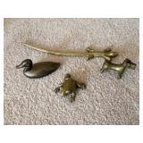 Four Small Brass Animal Figures