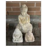 Three Stone Garden Buddha Figures