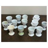 Assorted Milk Glass + China Egg Cups