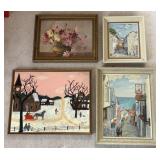 Four Oil/Acrylic on Board Original Paintings