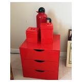 USM Haller Three Drawer Red Storage Unit