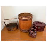 Four Wooden Storage Baskets