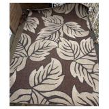 Leaf Pattern Area Rug Brown Overtones