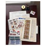 Brass Stamp Dispenser + Letter Weight + Stamps