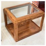 Glass and Oak End/Occasional Table w/ Shelf