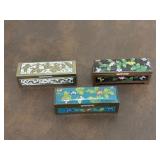 Brass Chinese Cloisonne & Enamel Stamp Boxes