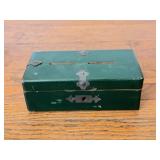 Small Wooden Coin Box w/ Tiny Porcelain Dolls