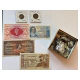 Assorted International Coins & Bills, 1875 2 Pfenn
