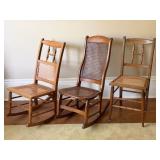 Three Cane Chairs, Two are Rocking Chairs