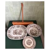 Assorted Brown Transfer Ware Pieces