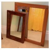 Two Wood Frame Wall Mirrors