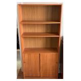 Teak Veneer Bookshelf w/ Closed Storage