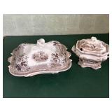 Assorted Brown Transfer Ware Pieces