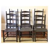 Six Painted Ladder Back Dining Chairs