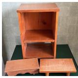 Small Wooden Two Shelf Open Storage Cabinet