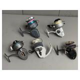 Five Assorted Vintage Spinning Reels