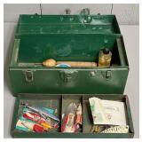 Metal Tackle Box with Contents