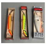 Three Rapala Lures in Original Boxes