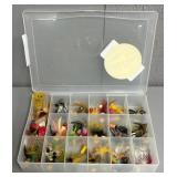 Assorted Fly Fishing Popper Lures in Case