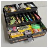 Plastic Fishing Tackle Box with Contents