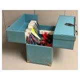 Vinyl Covered Wood Tackle Box w/ Contents