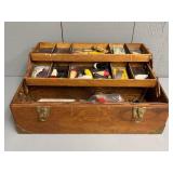 Antique Wooden Fishing Tackle Box