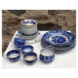 Assorted "Flow Blue" Spatterware Dishes