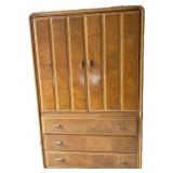 MCM Art Deco Burl Armoire/Tallboy Dresser