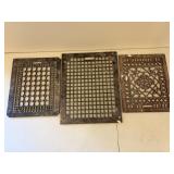 Three Antique Cast Iron Floor Grates