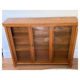 Tiger Oak Column Glass Front Display Cabinet