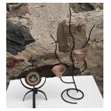 Two Decorative Outdoor Metal Candle Holders