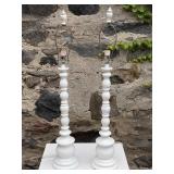 Pair of Tall White Tri-Light Lamp Bases