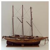 Wooden Model Three Masted Sailing Ship