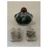 Four Small Glass Asian Snuff Bottles