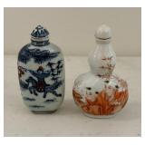 Two Small Ceramic Asian Snuff Bottles