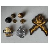 Assorted Military Pins, Buttons and Crest