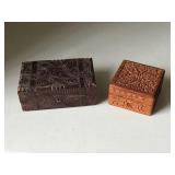 Two Small Carved Wooden Storage Boxes