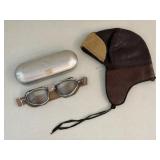 WWII Aviators Goggles + Leather Helmet
